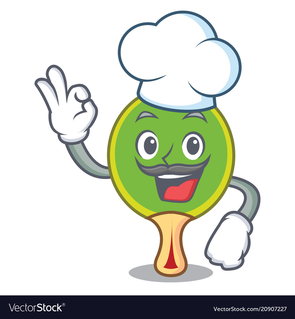 Chef ping pong racket character cartoon