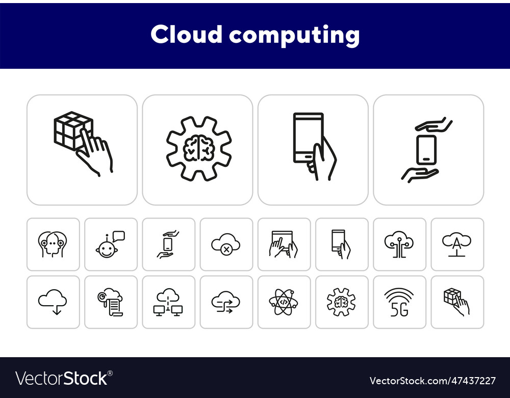 Cloud computing line icon set vector image Cloud computing line icon set
