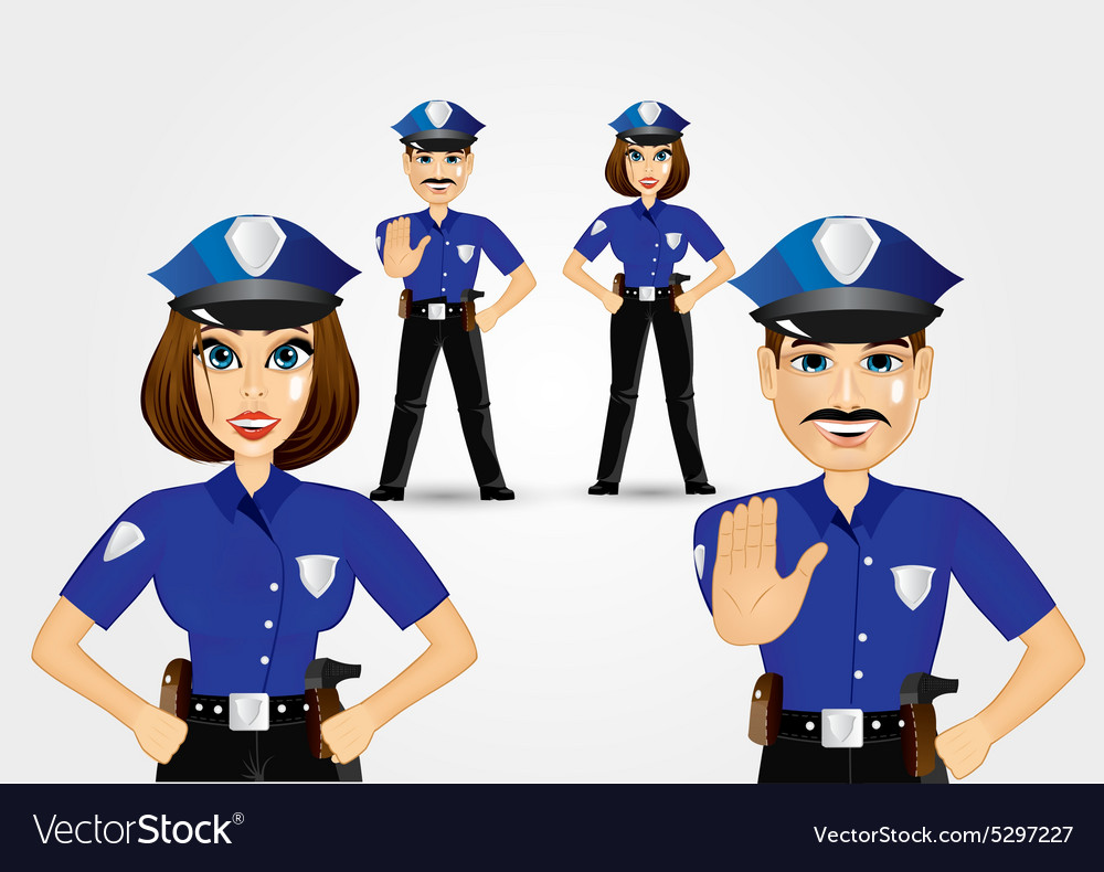 Confident Policeman And Policewoman Royalty Free Vector 