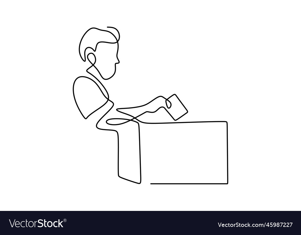 Continuous single line of a man inserting vote