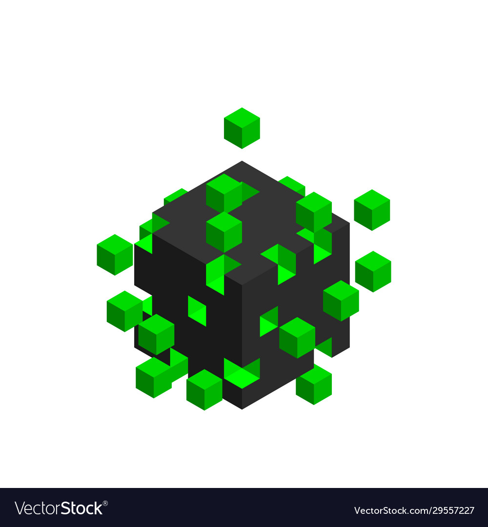 Cube from small cubes big data concept vector image Cube from small cubes big data concept