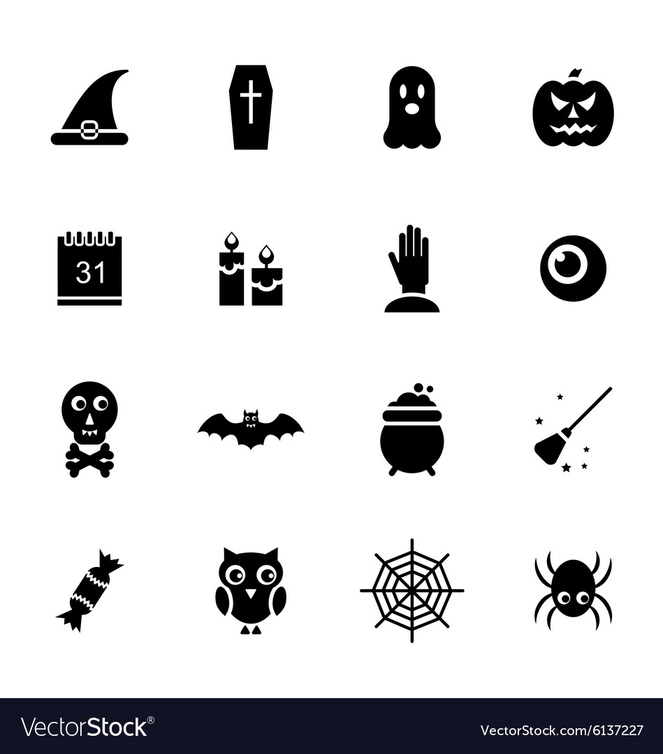 Halloween traditional icons black silhouettes Vector Image