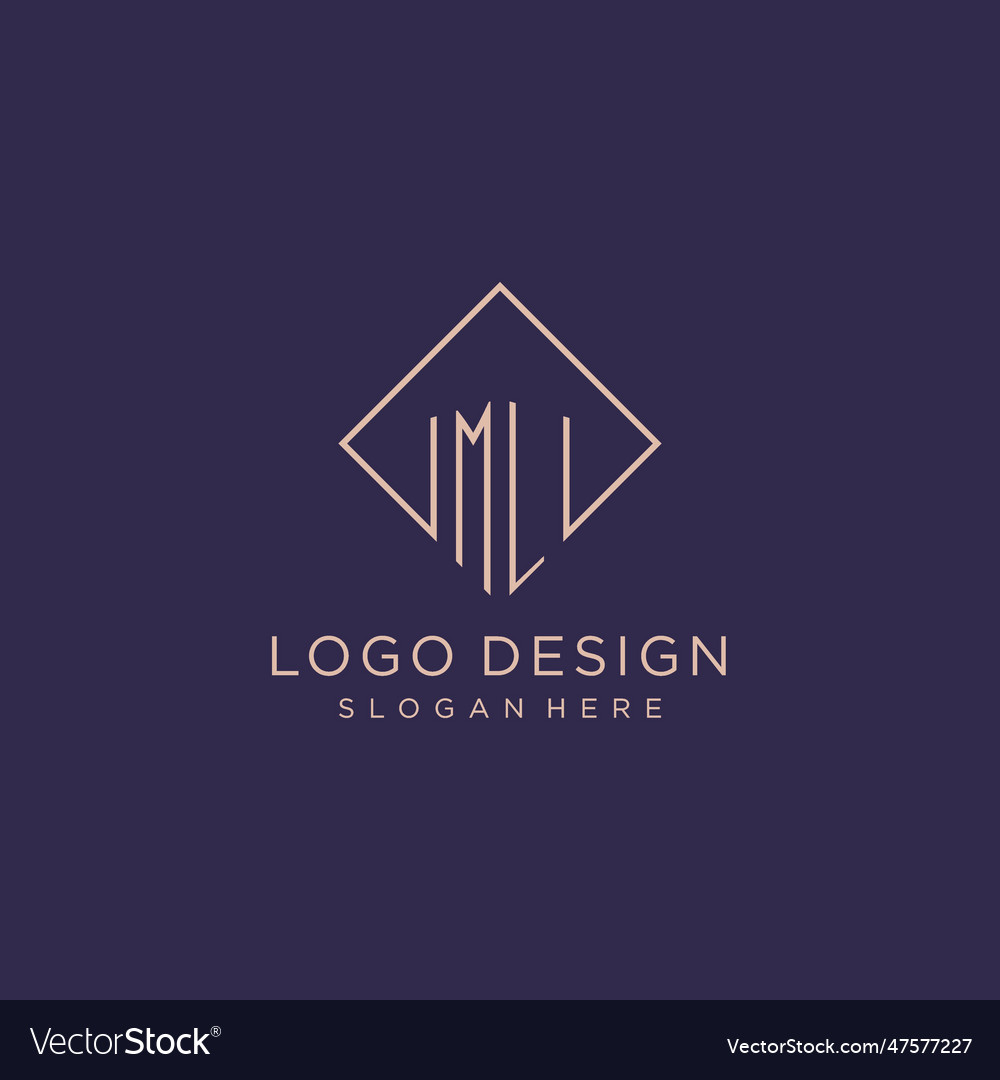 Initials Ml Logo Monogram With Rectangle Style Vector Image