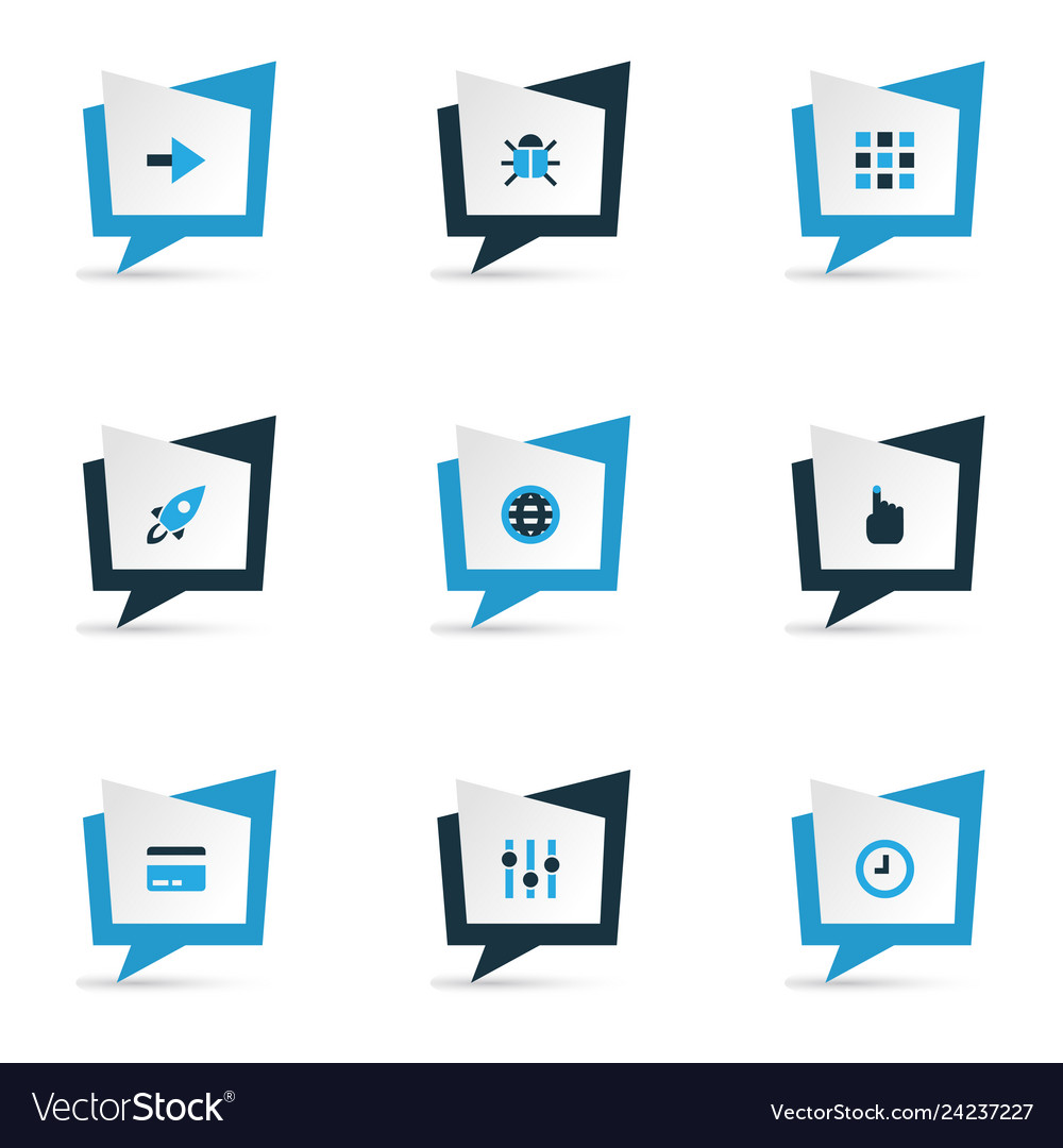 Interface icons colored set with bug stabilizer