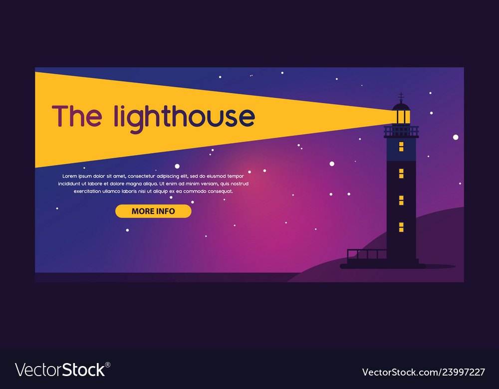 Lighthouse beacon lighter beaming path vector image Lighthouse beacon lighter beaming path