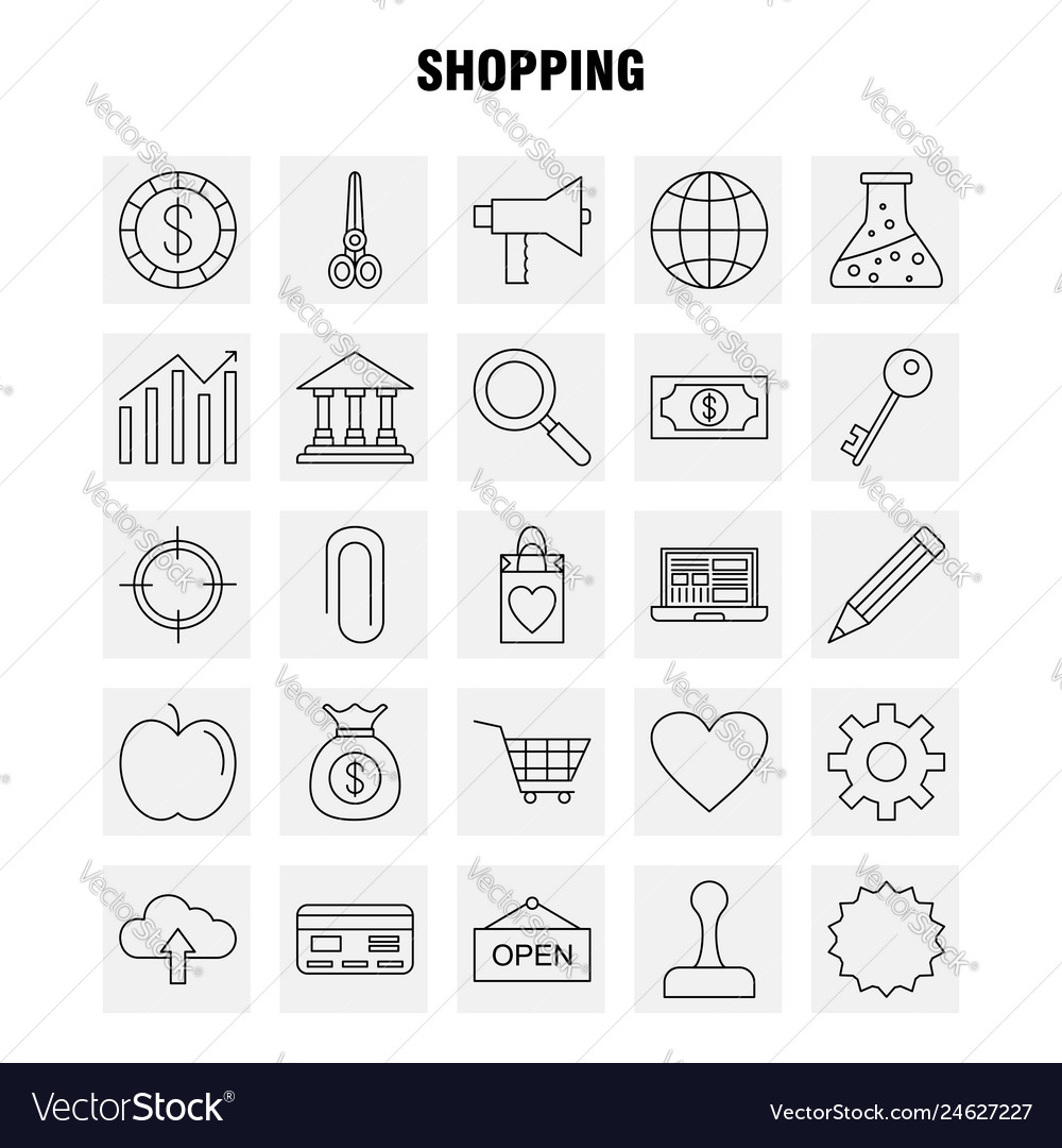 Shopping line icon for web print and mobile uxui