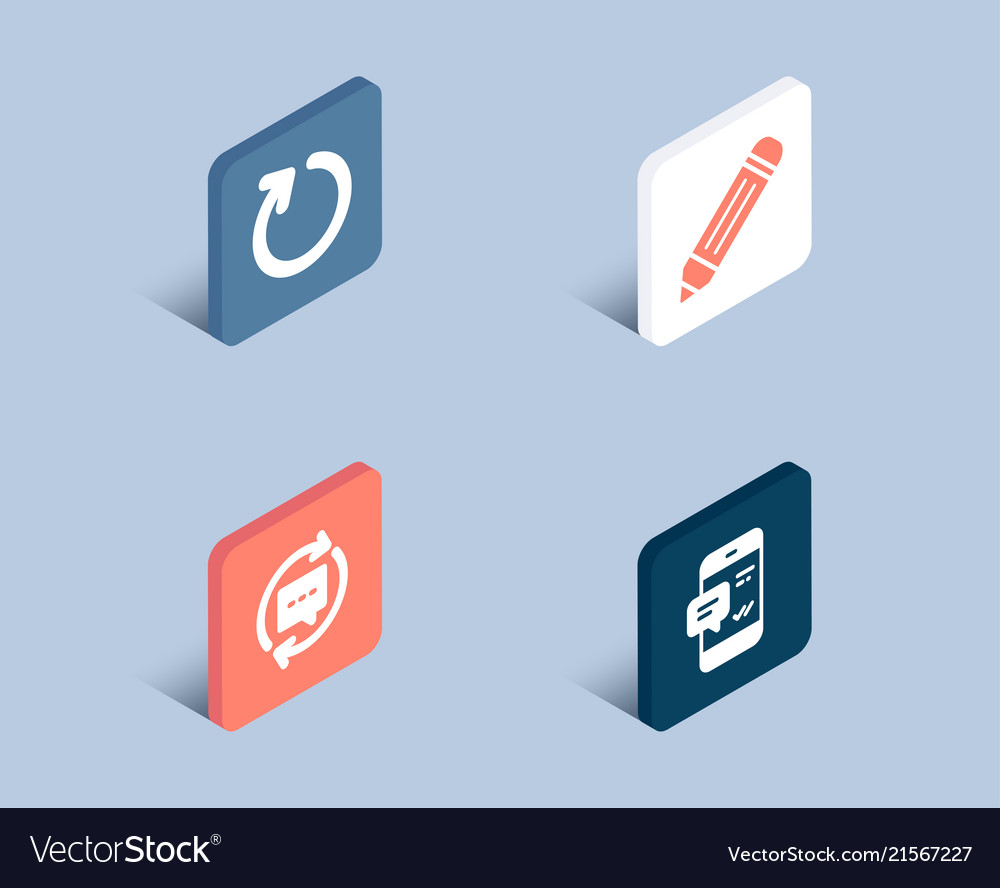 Update comments loop and pencil icons smartphone vector image Update comments loop and pencil icons smartphone