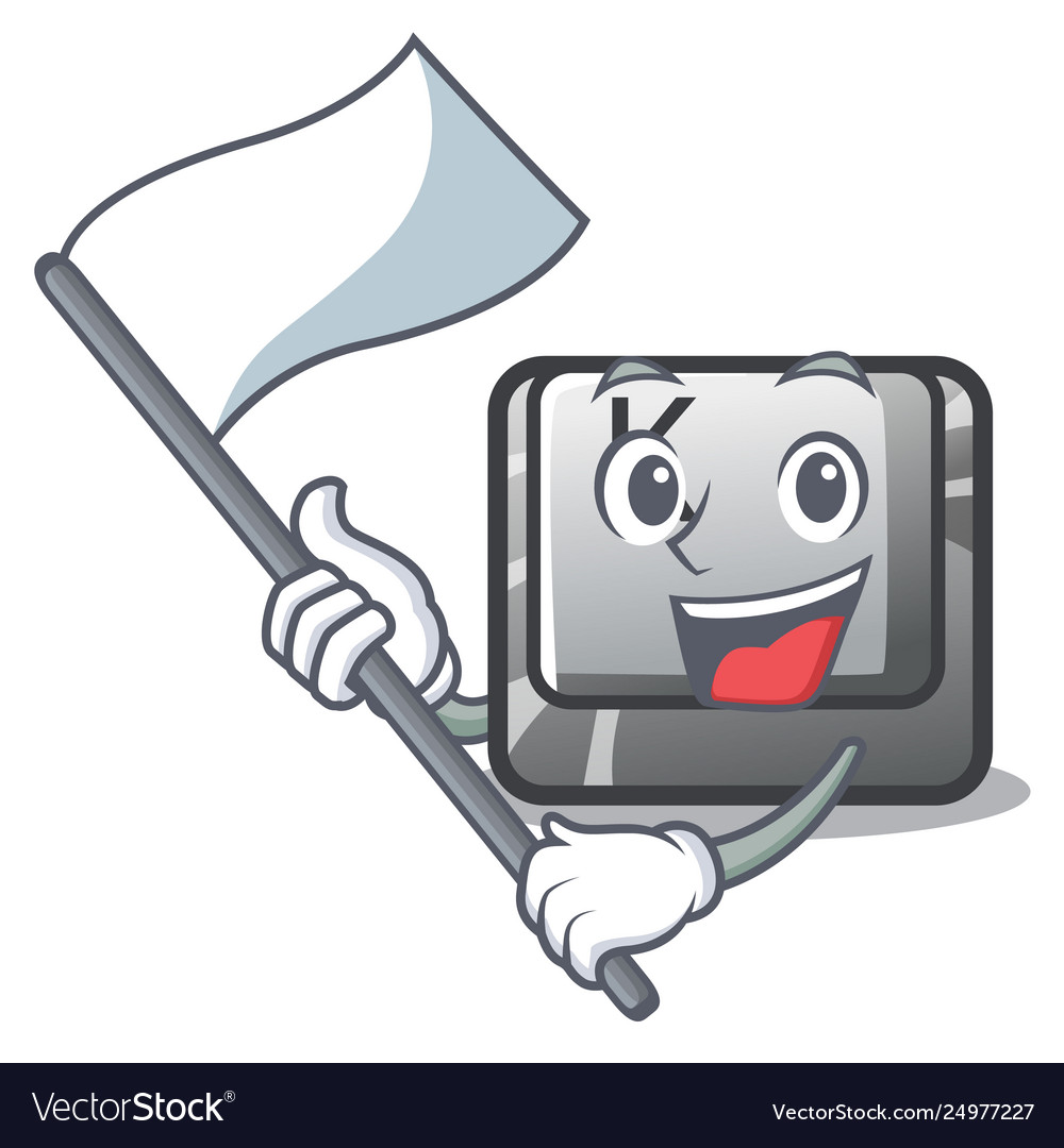 With flag button k attached to cartoon keyboard