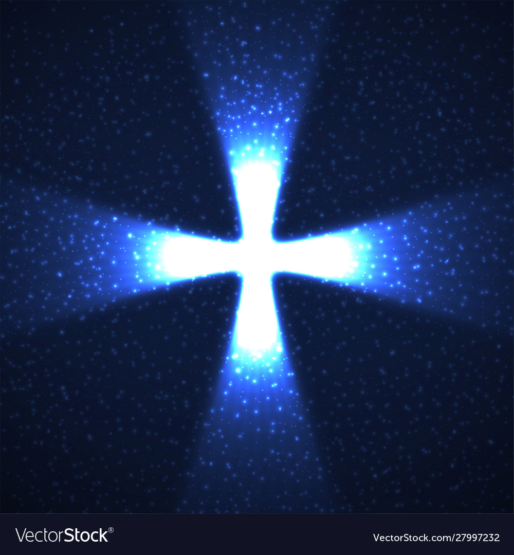 Abstract shining cross with glowing rays