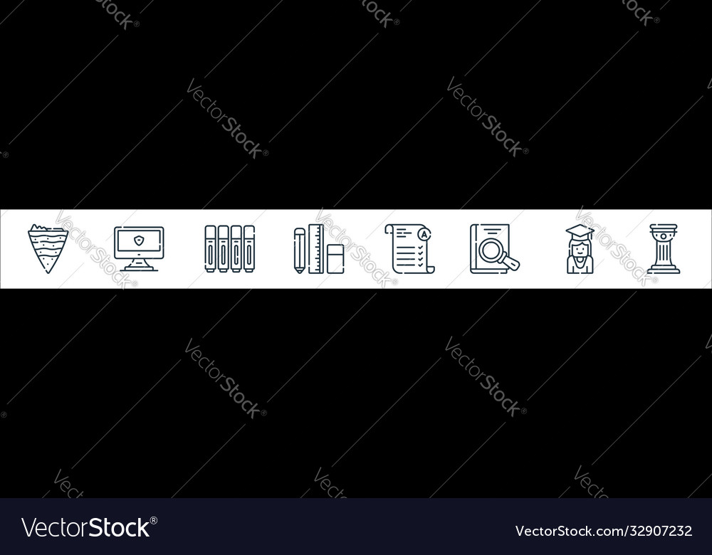 Academy line icons linear set quality vector image Academy line icons linear set quality