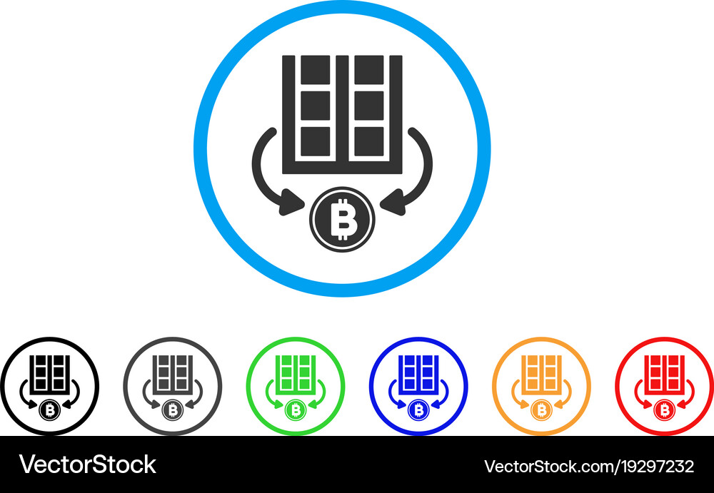 Bitcoin mining farm rounded icon Royalty Free Vector Image