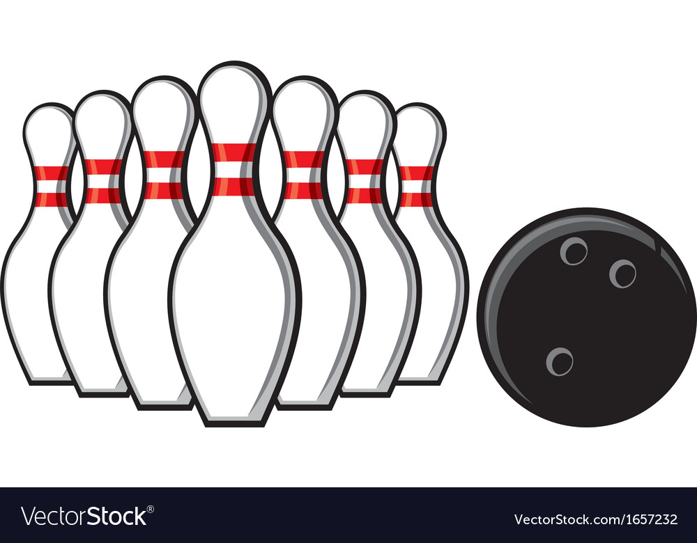 Bowling pins and ball Royalty Free Vector Image