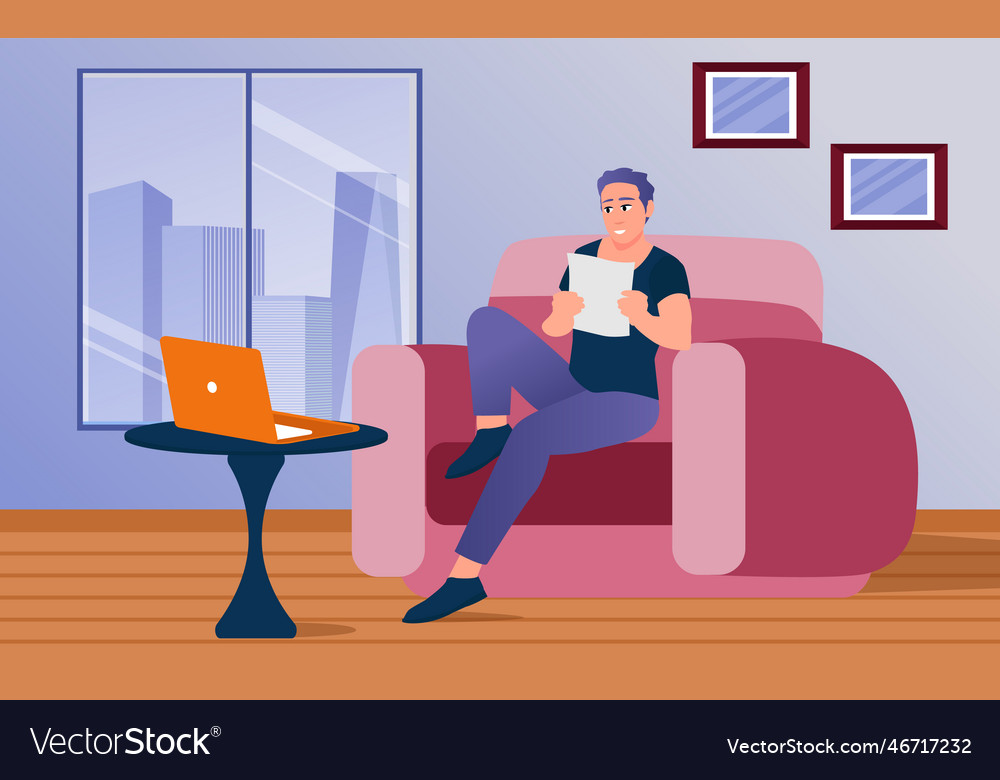 Cartoon character of young man doing his distant Vector Image Cartoon character of young man doing his distant