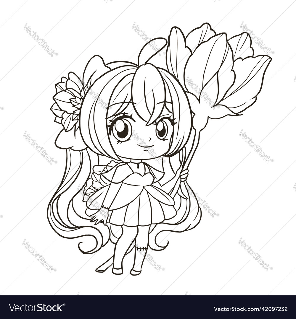 Girl cartoon doodle kawaii anime coloring page cute illustration