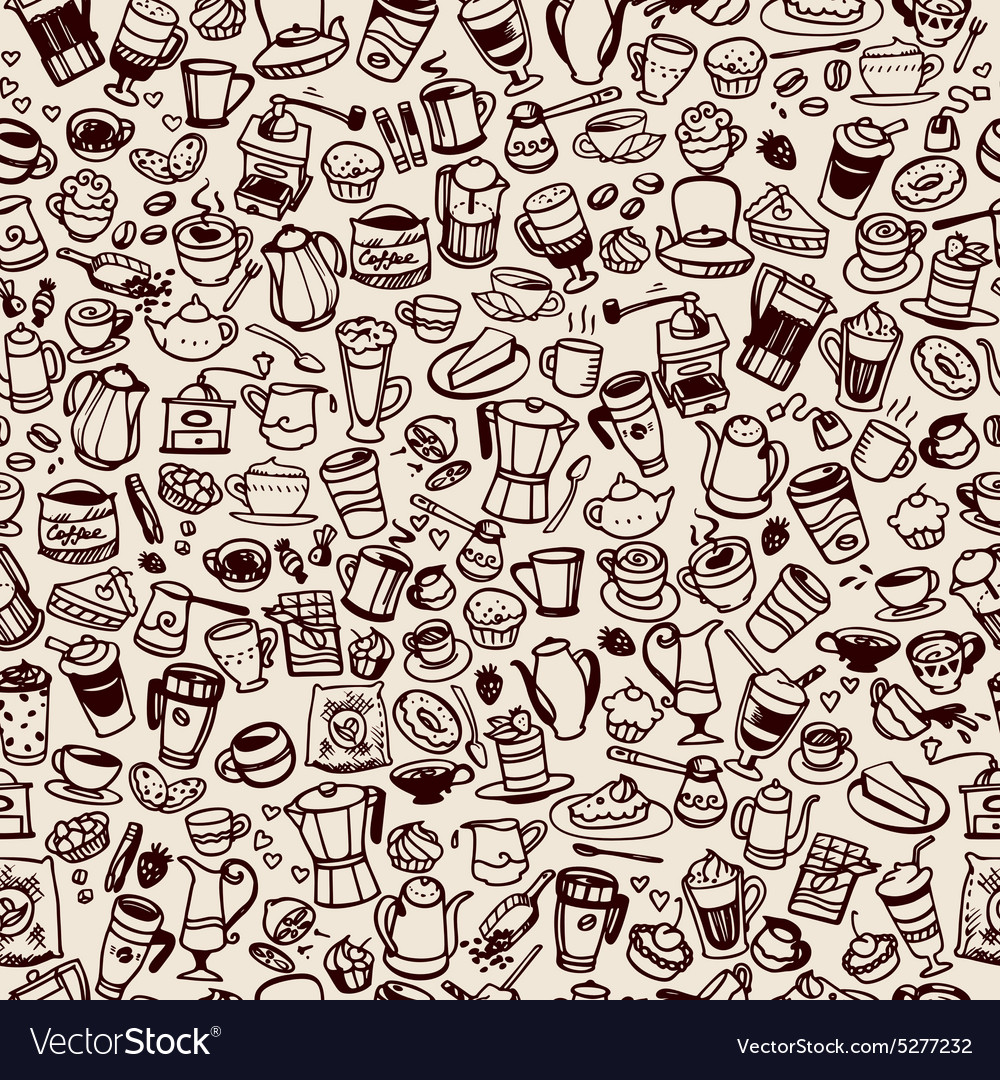 Doodle coffee seamless background