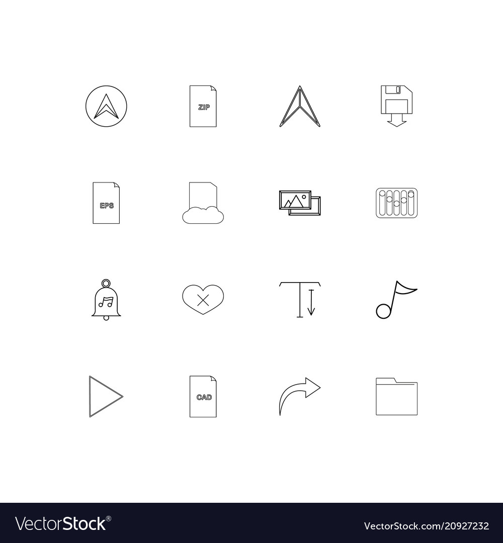 Files and folders sign linear thin icons set