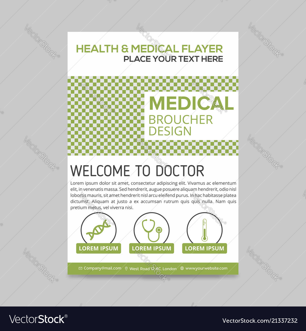 green and white medical flyer layout template vector image