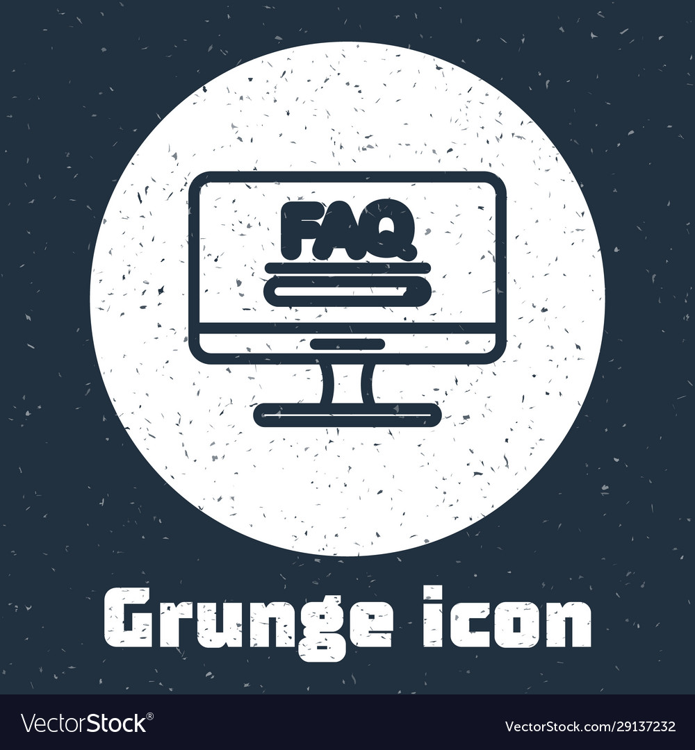 Grunge Line Computer Monitor mit Text faq vector image Grunge Line Computer Monitor mit Text faq