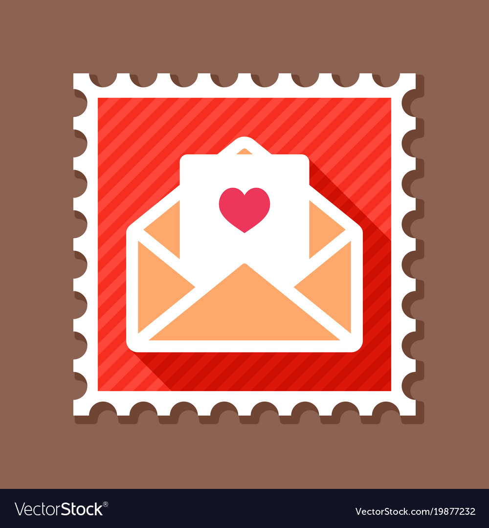 Happy valentine day card in envelope stamp