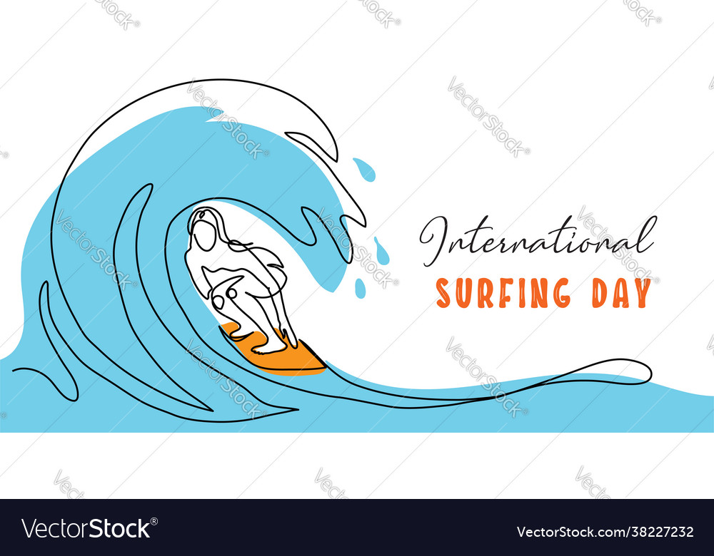 International surfing day simple banner