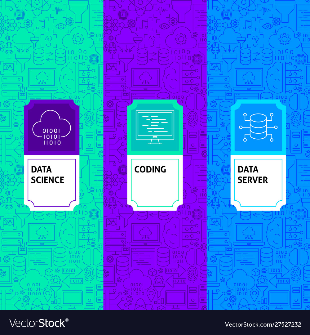 Line data science package labels vector image Line data science package labels