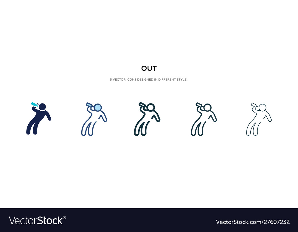 Out icon in different style two colored vector image Out icon in different style two colored