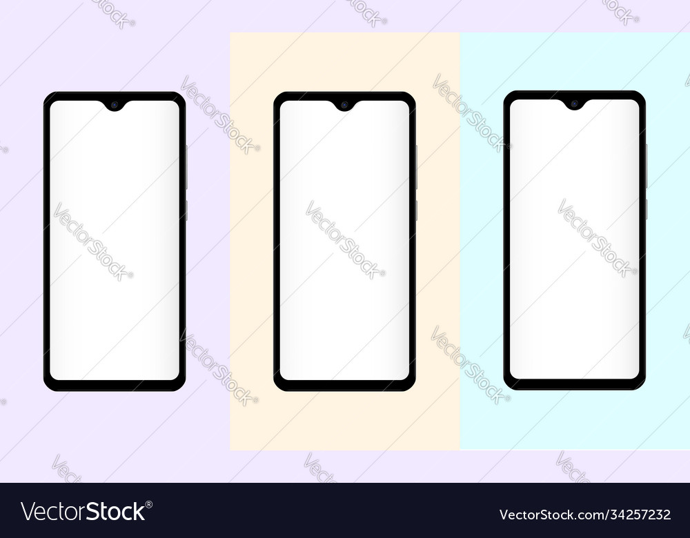 Phone mockup or cellphone template with empty vector image Phone mockup or cellphone template with empty