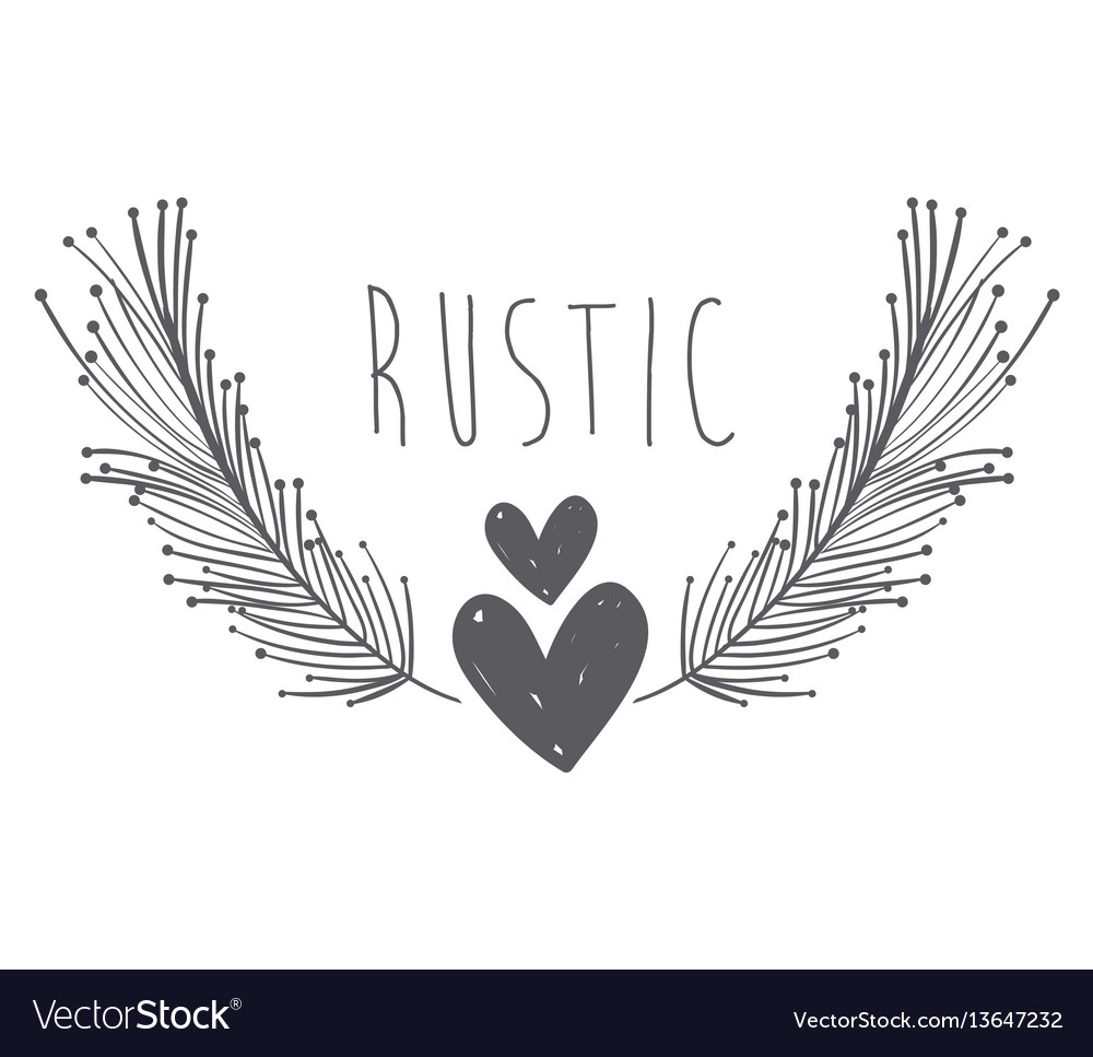 Rustic Feather Emblem Royalty Free Vector Image