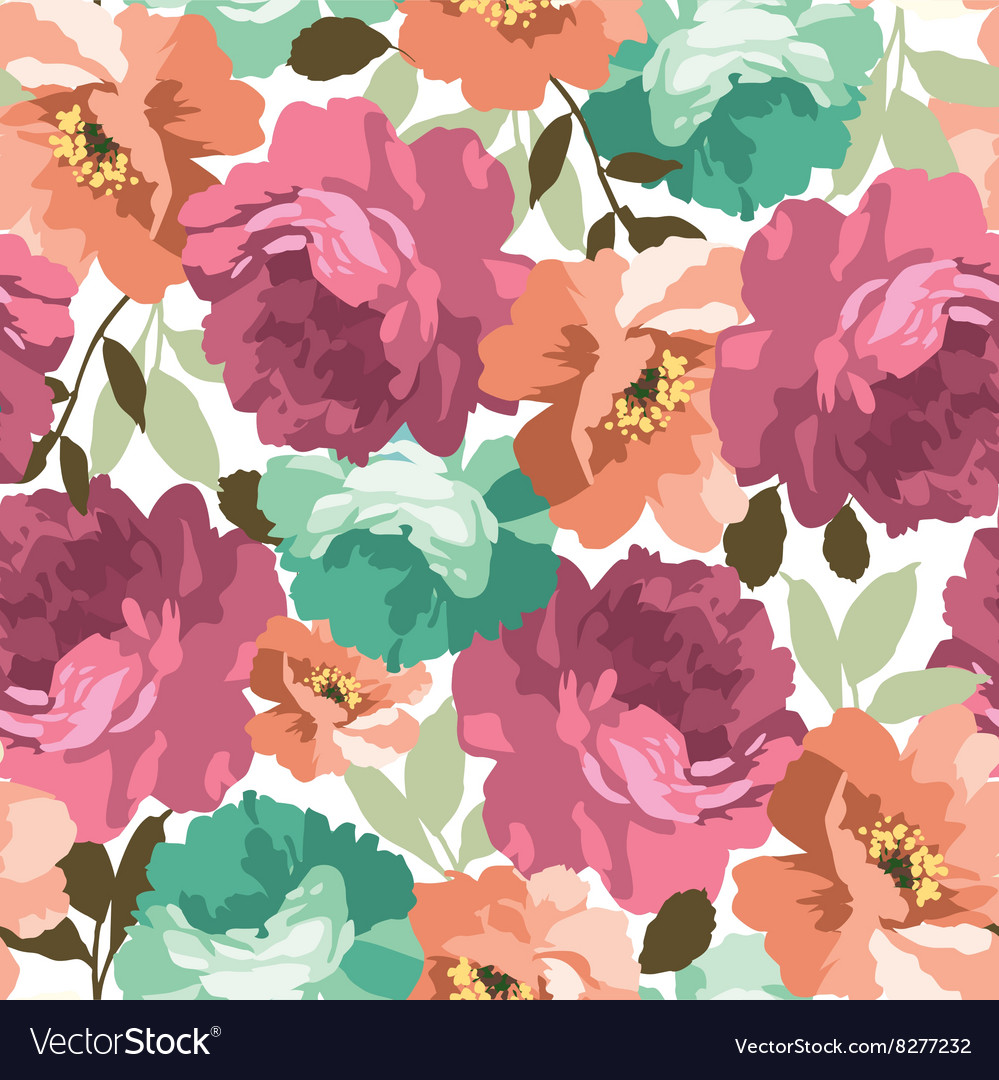 Seamless floral pattern with roses Royalty Free Vector Image