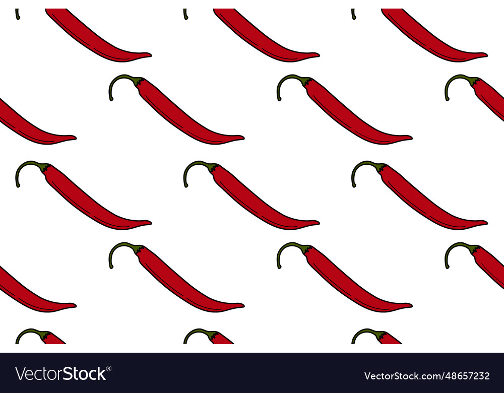 Seamless pattern of whole hot chili pepper