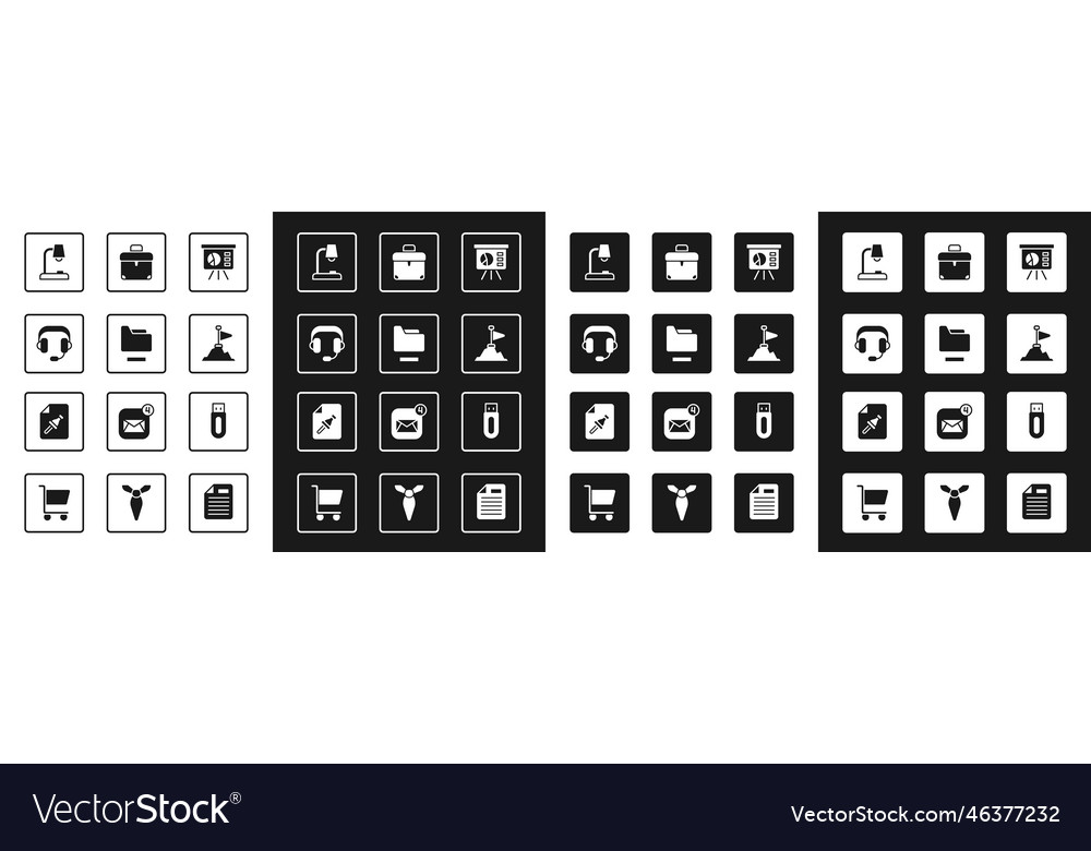 Set board with graph document folder headphones vector image Set board with graph document folder headphones