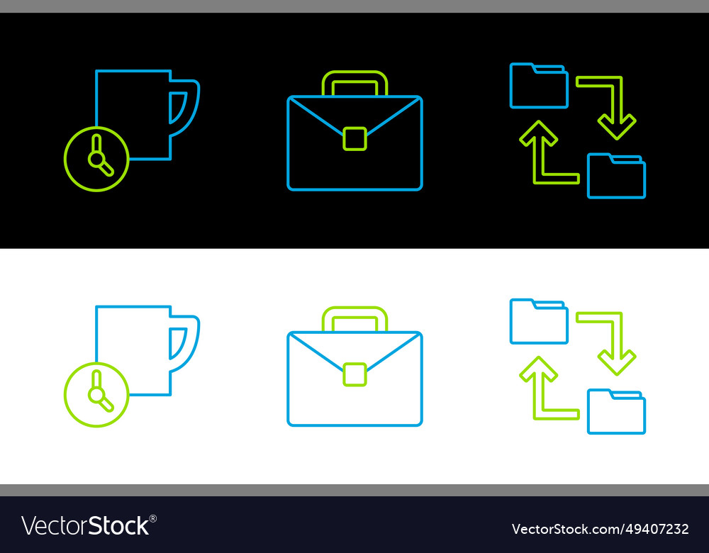 Set line cloud storage document folder time vector image Set line cloud storage document folder time