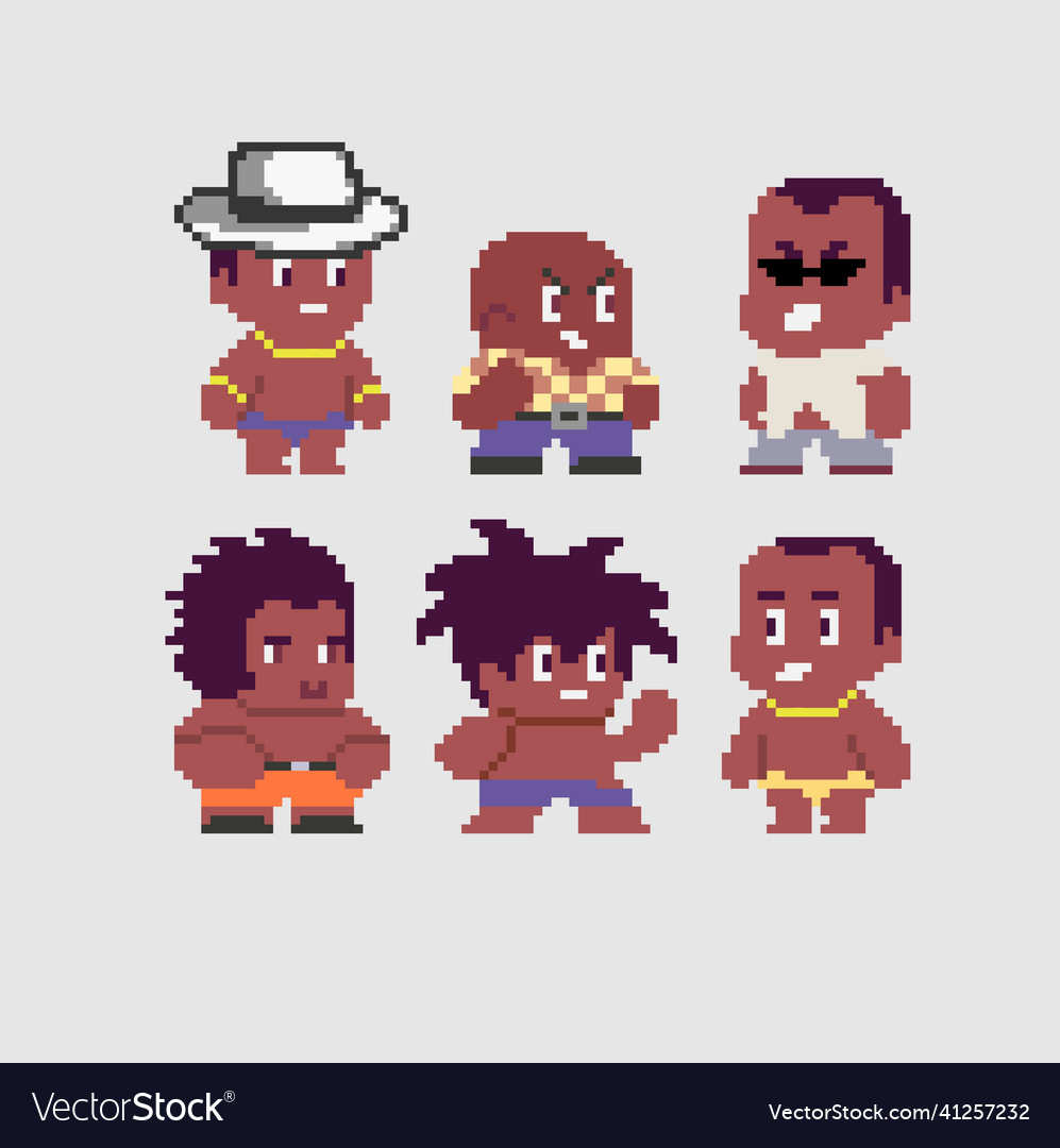 Set of pixel characters in art style