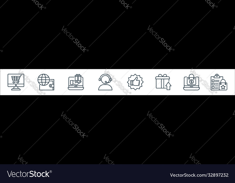 Shopping line icons linear set quality vector image Shopping line icons linear set quality