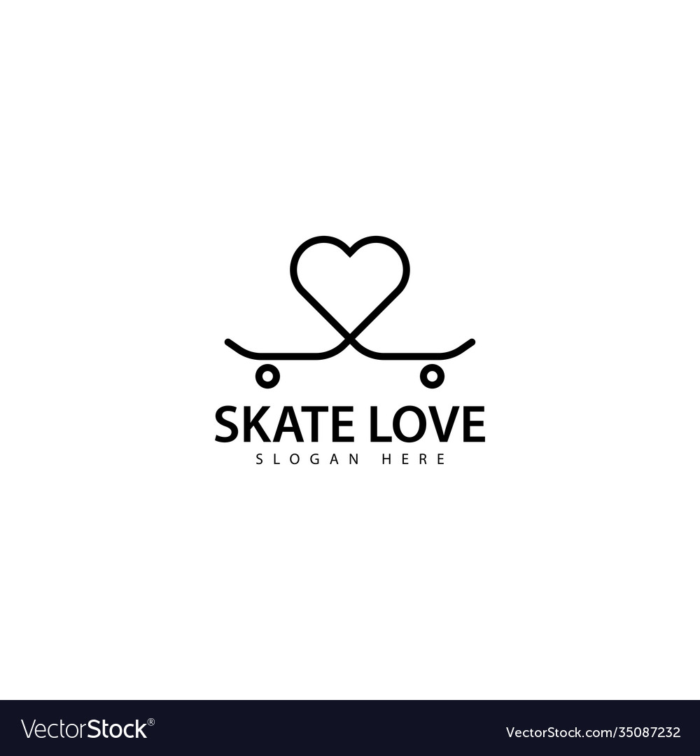 Skateboard love logo design icon