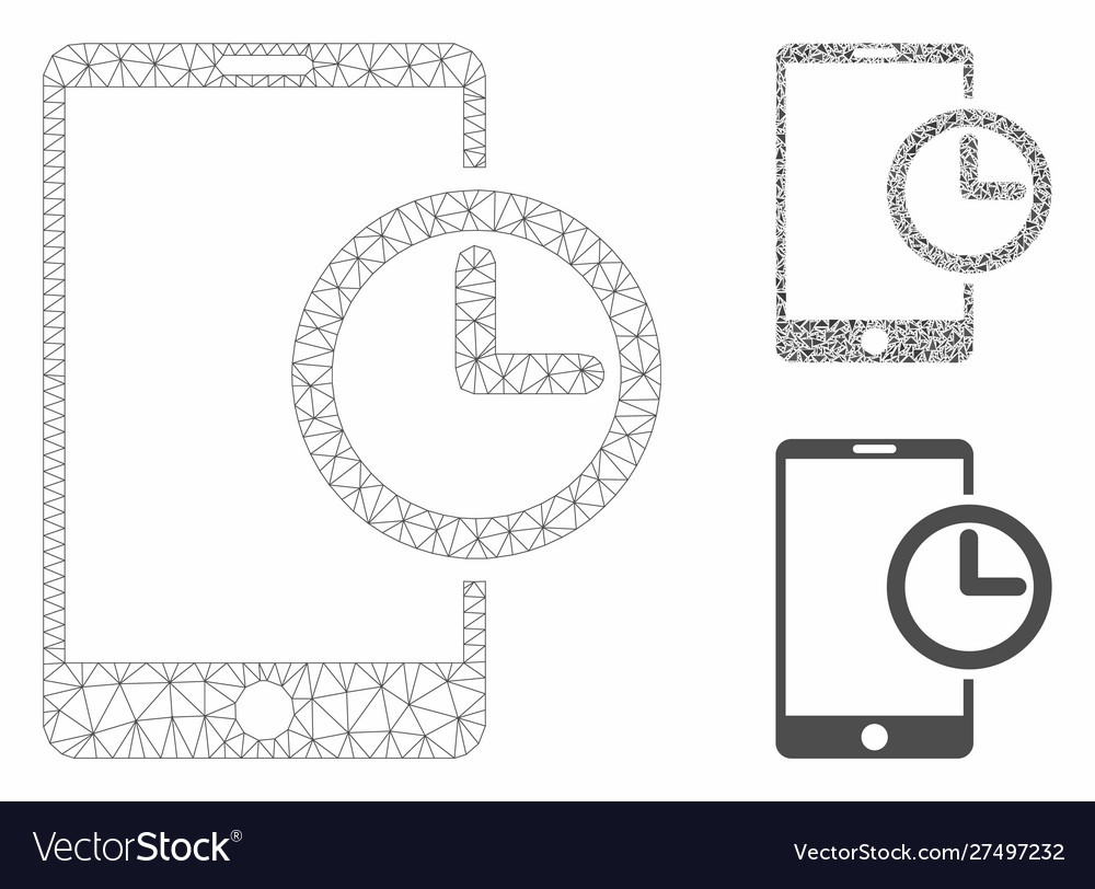 Smartphone time mesh 2d model and triangle