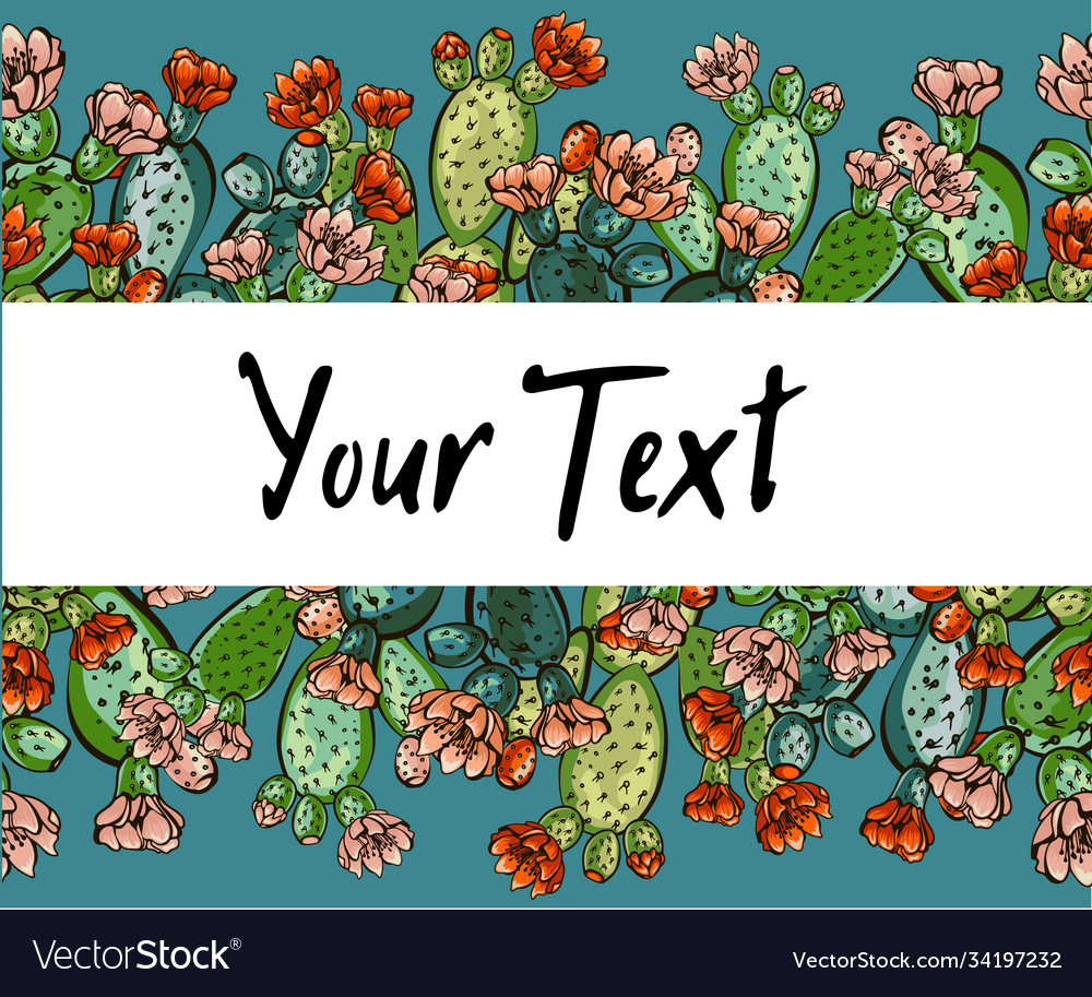 Web banner template pattern wreath cacti vector image Web banner template pattern wreath cacti