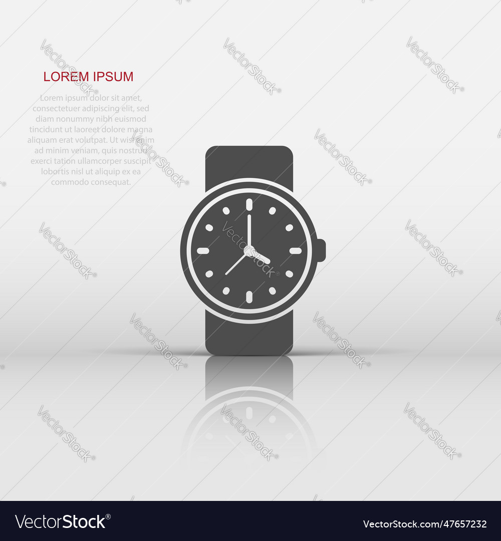 Wrist watch icon in flat style hand clock