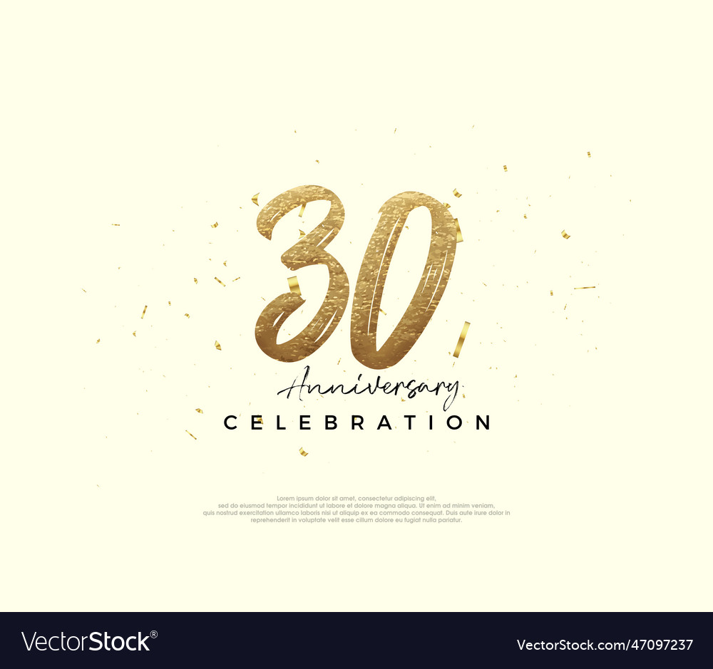 30th anniversary celebration with gold glitter Vector Image