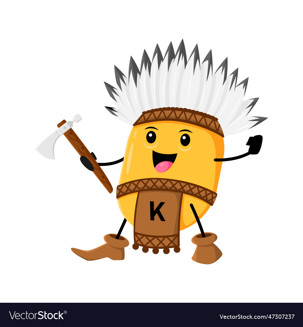 Cartoon k micronutrient b3 indian chief isolated