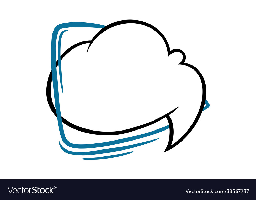 Cloud speech bubble with blue lines outline Vector Image