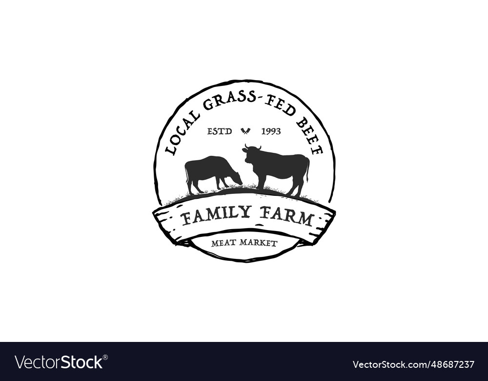 Family farm logo design beef label emblem logo Vector Image