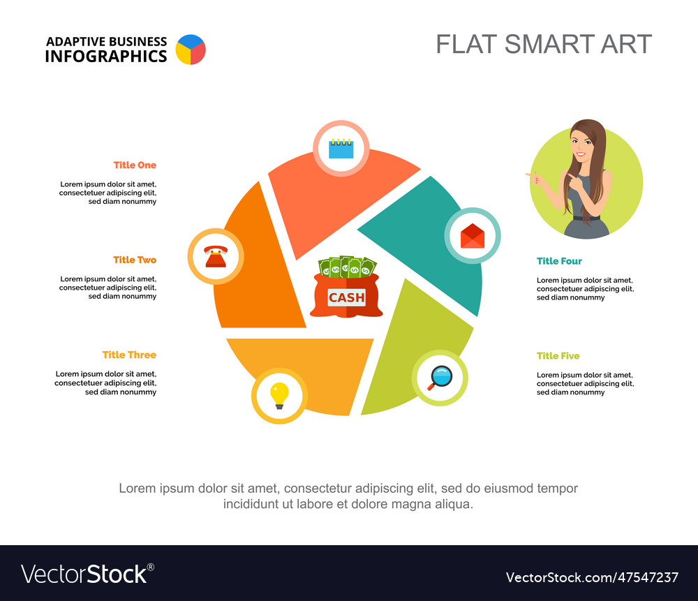 Five elements process chart template Royalty Free Vector