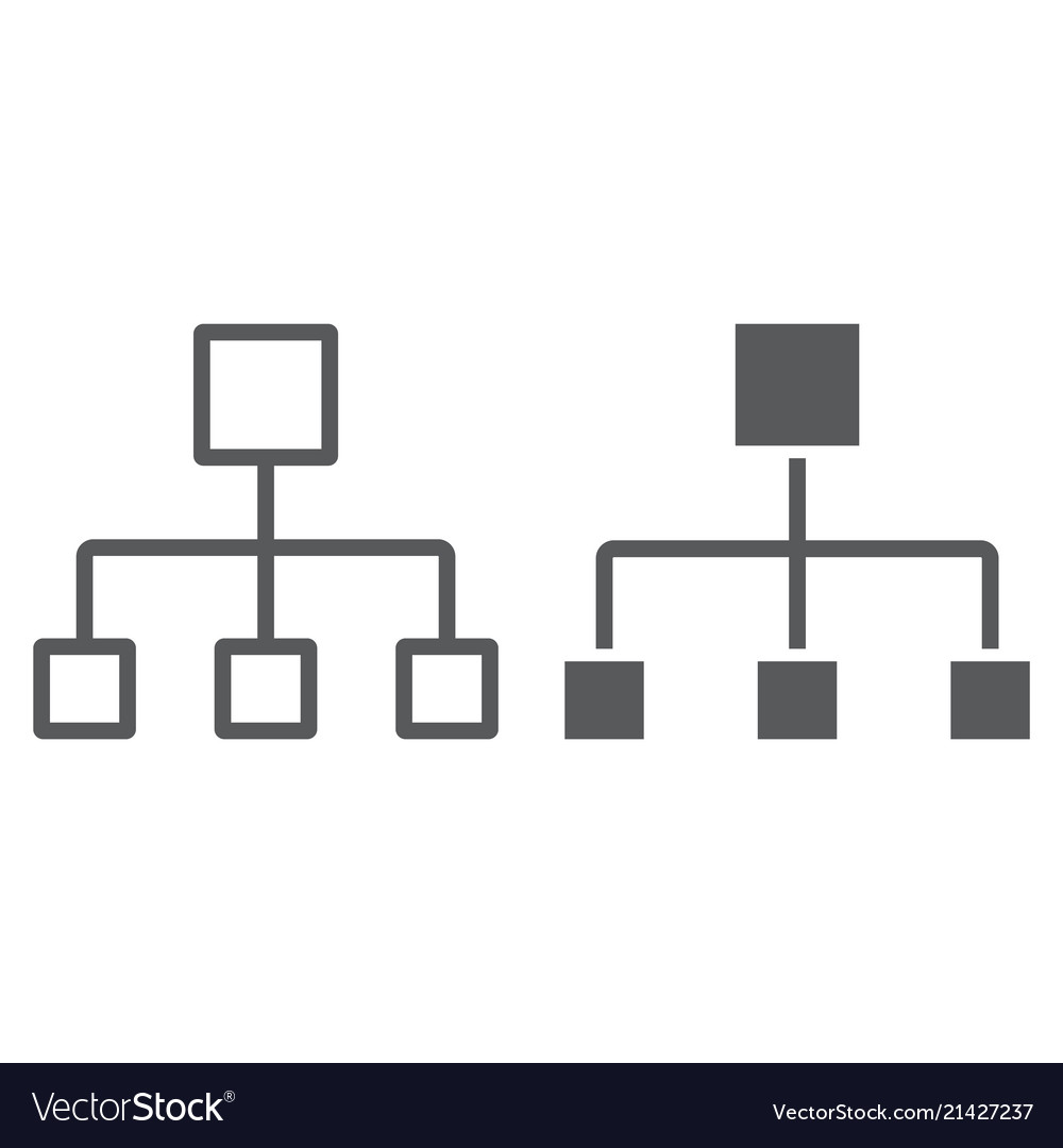 Flow chart line and glyph icon data vector image Flow chart line and glyph icon data