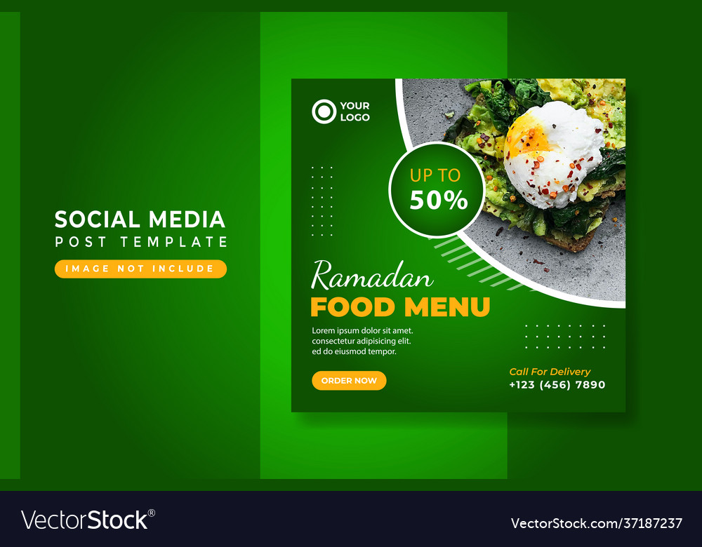 Food menu social media post banner template Vector Image