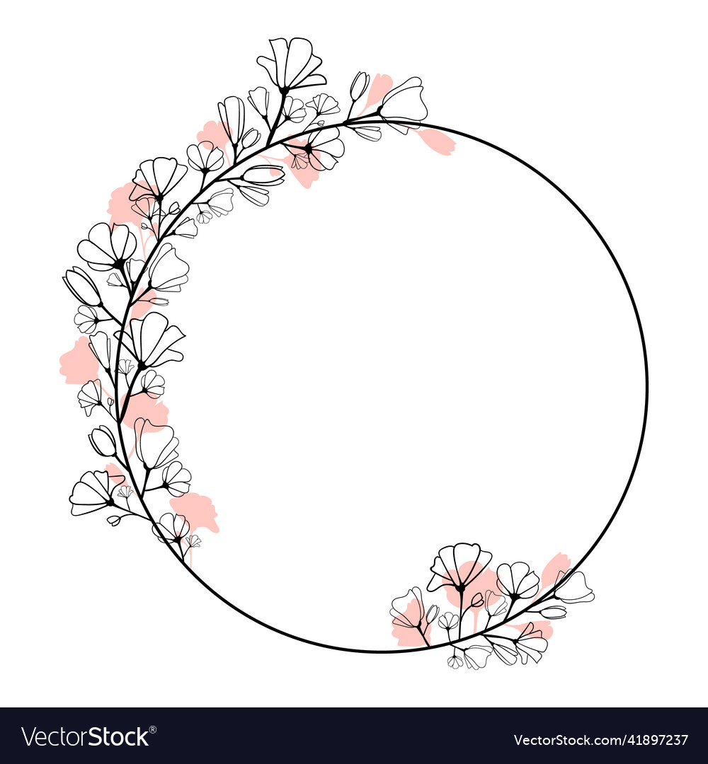 Frame spring flowers sakura graphics line