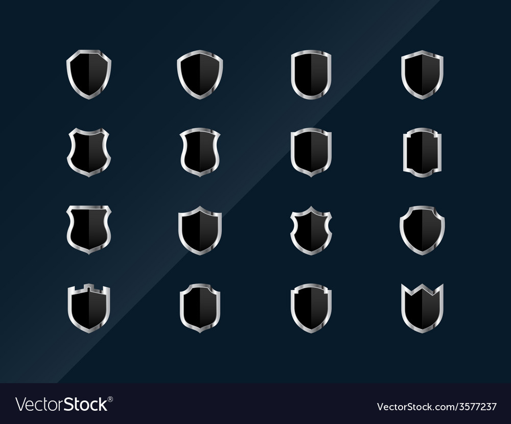 Glossy Shield Icons Set