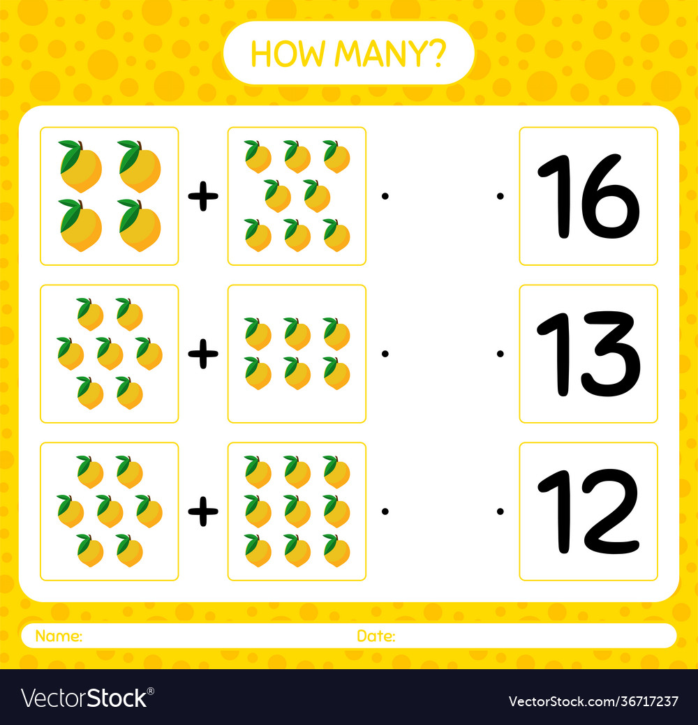 How many counting game with eggfruit worksheet vector image How many counting game with eggfruit worksheet