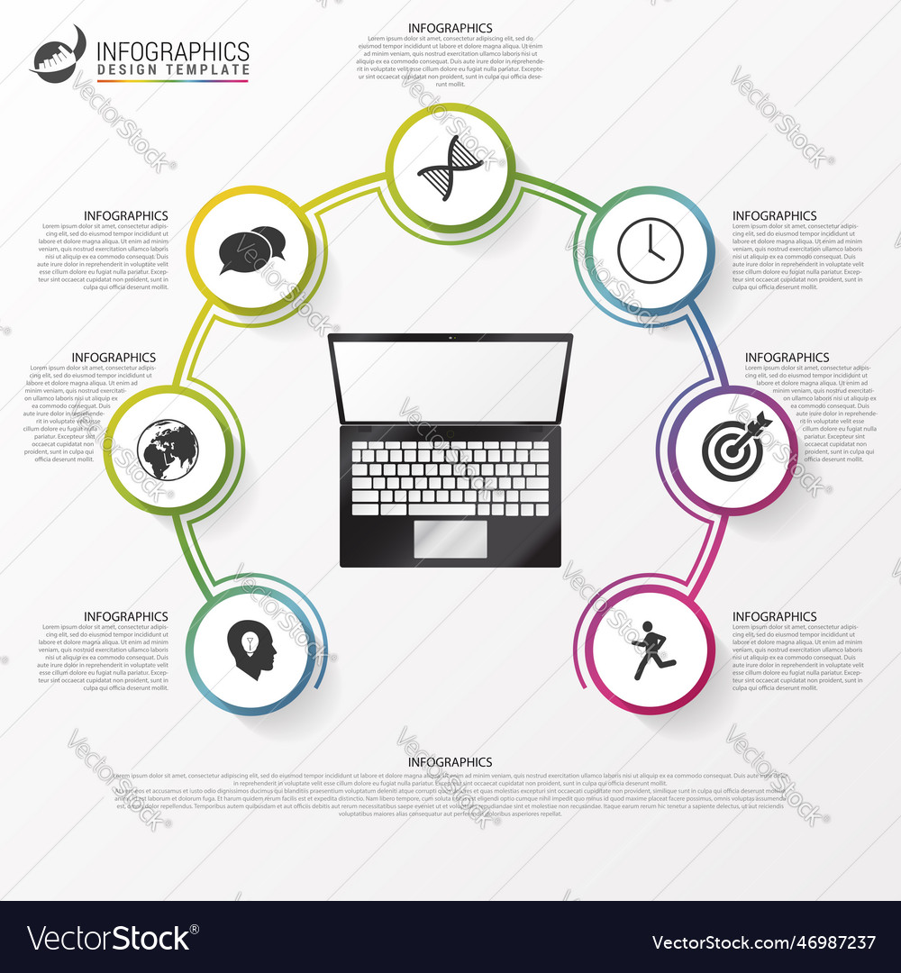 Infographic design template with computer vector image Infographic design template with computer