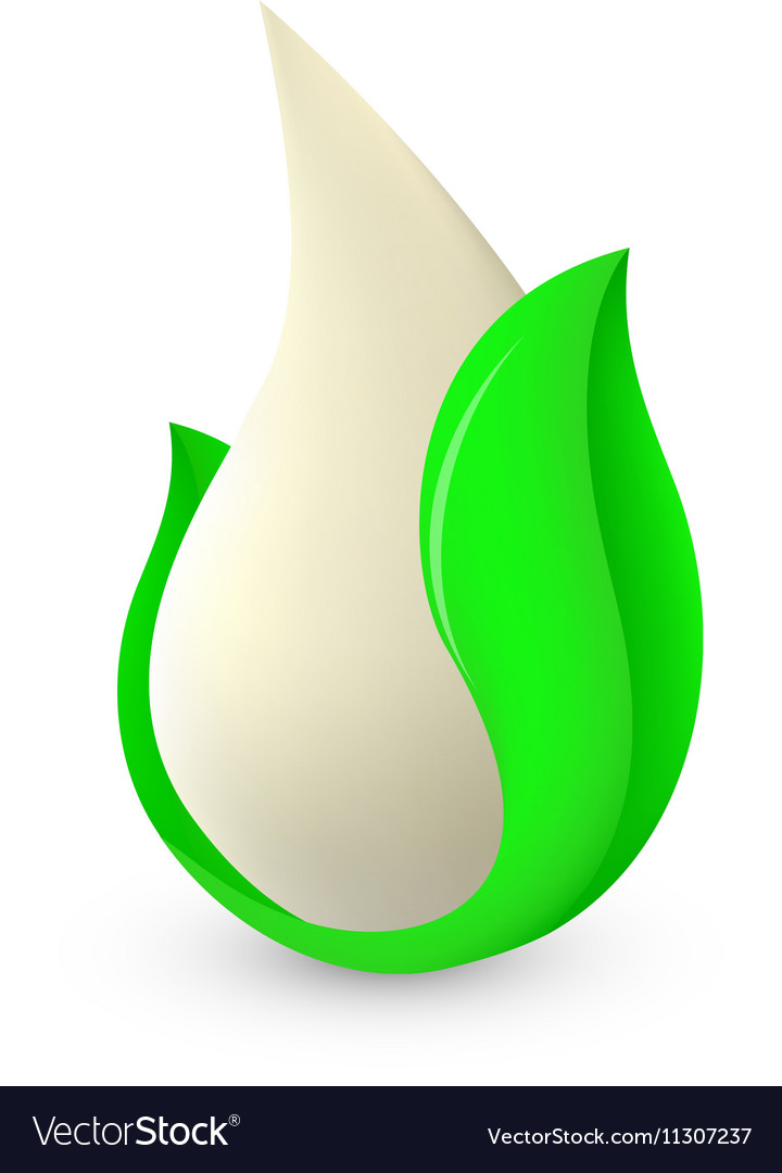 Isolated abstract white drop of milk in green